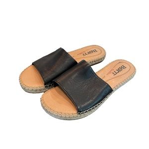 Born Black Leather Espadrille Slide Sandals Size 10